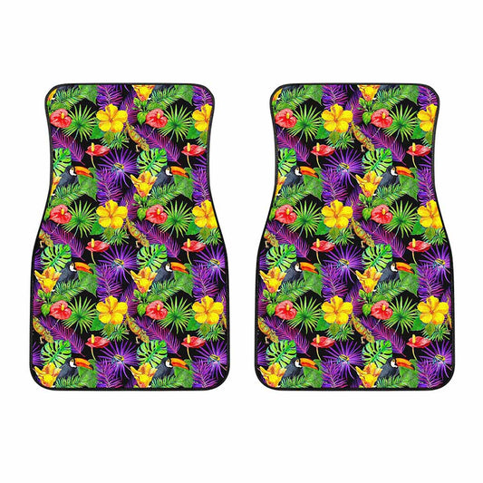 Dark Hawaiian Tropical Pattern Print Front Car Floor Mats
