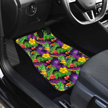 Dark Hawaiian Tropical Pattern Print Front Car Floor Mats