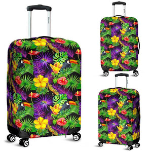 Dark Hawaiian Tropical Pattern Print Luggage Cover GearFrost