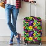 Dark Hawaiian Tropical Pattern Print Luggage Cover GearFrost