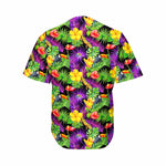 Dark Hawaiian Tropical Pattern Print Men's Baseball Jersey