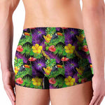 Dark Hawaiian Tropical Pattern Print Men's Boxer Briefs