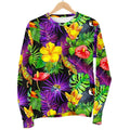 Dark Hawaiian Tropical Pattern Print Men's Crewneck Sweatshirt