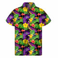 Dark Hawaiian Tropical Pattern Print Men's Short Sleeve Shirt