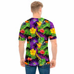 Dark Hawaiian Tropical Pattern Print Men's T-Shirt