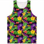 Dark Hawaiian Tropical Pattern Print Men's Tank Top