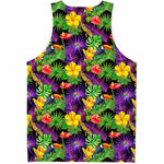 Dark Hawaiian Tropical Pattern Print Men's Tank Top