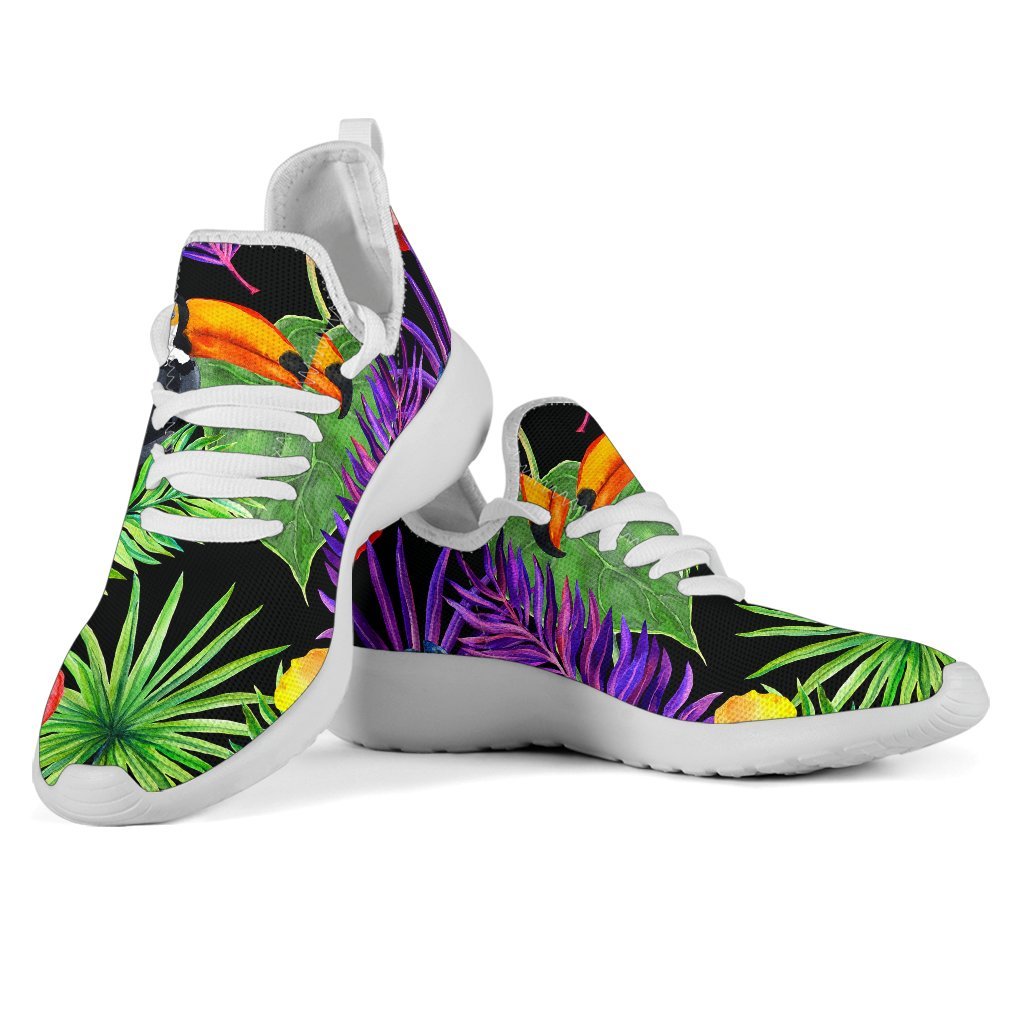 Dark Hawaiian Tropical Pattern Print Mesh Knit Shoes GearFrost