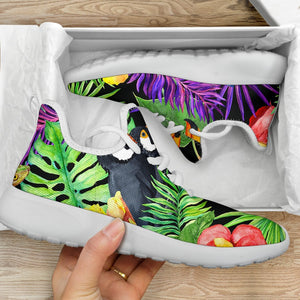 Dark Hawaiian Tropical Pattern Print Mesh Knit Shoes GearFrost