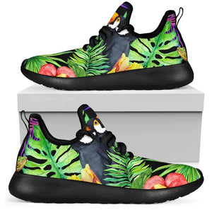 Dark Hawaiian Tropical Pattern Print Mesh Knit Shoes GearFrost