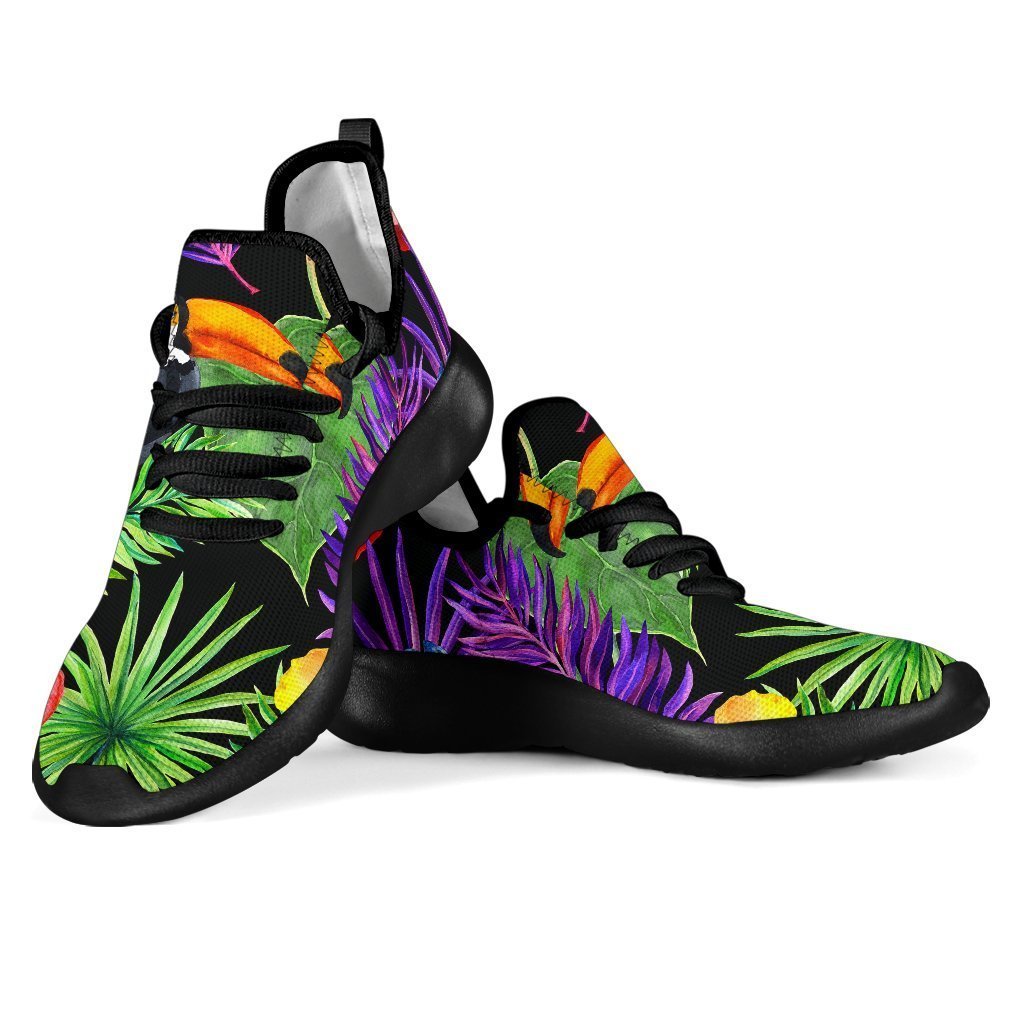 Dark Hawaiian Tropical Pattern Print Mesh Knit Shoes GearFrost