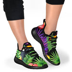 Dark Hawaiian Tropical Pattern Print Mesh Knit Shoes GearFrost