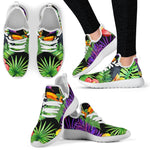 Dark Hawaiian Tropical Pattern Print Mesh Knit Shoes GearFrost