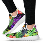 Dark Hawaiian Tropical Pattern Print Mesh Knit Shoes GearFrost