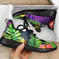 Dark Hawaiian Tropical Pattern Print Mesh Knit Shoes