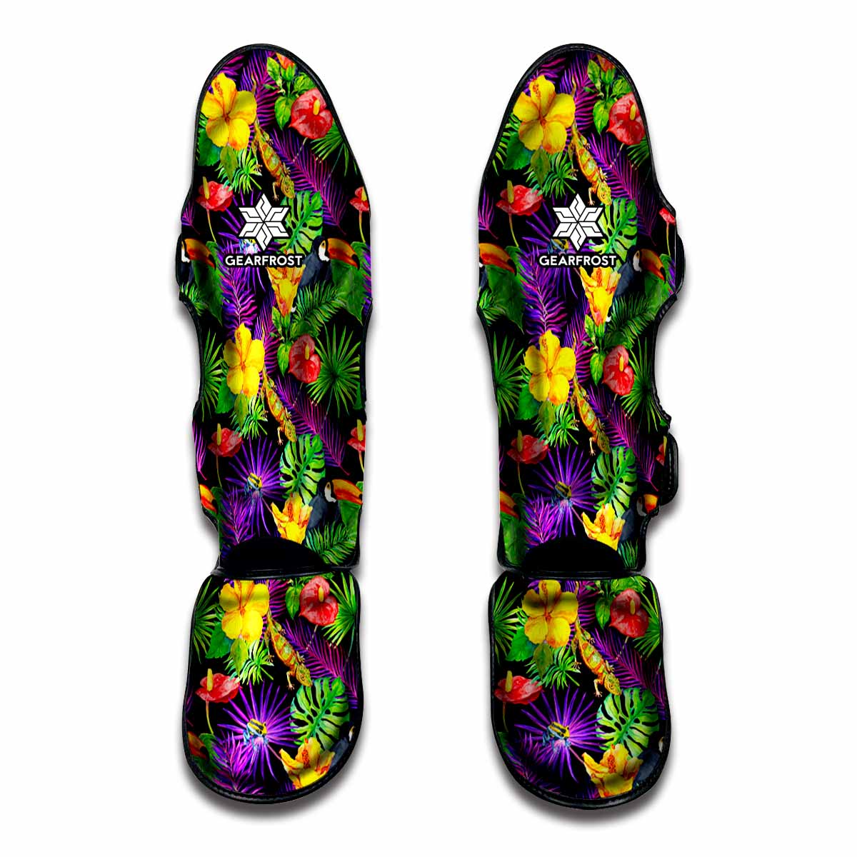 Dark Hawaiian Tropical Pattern Print Muay Thai Shin Guard