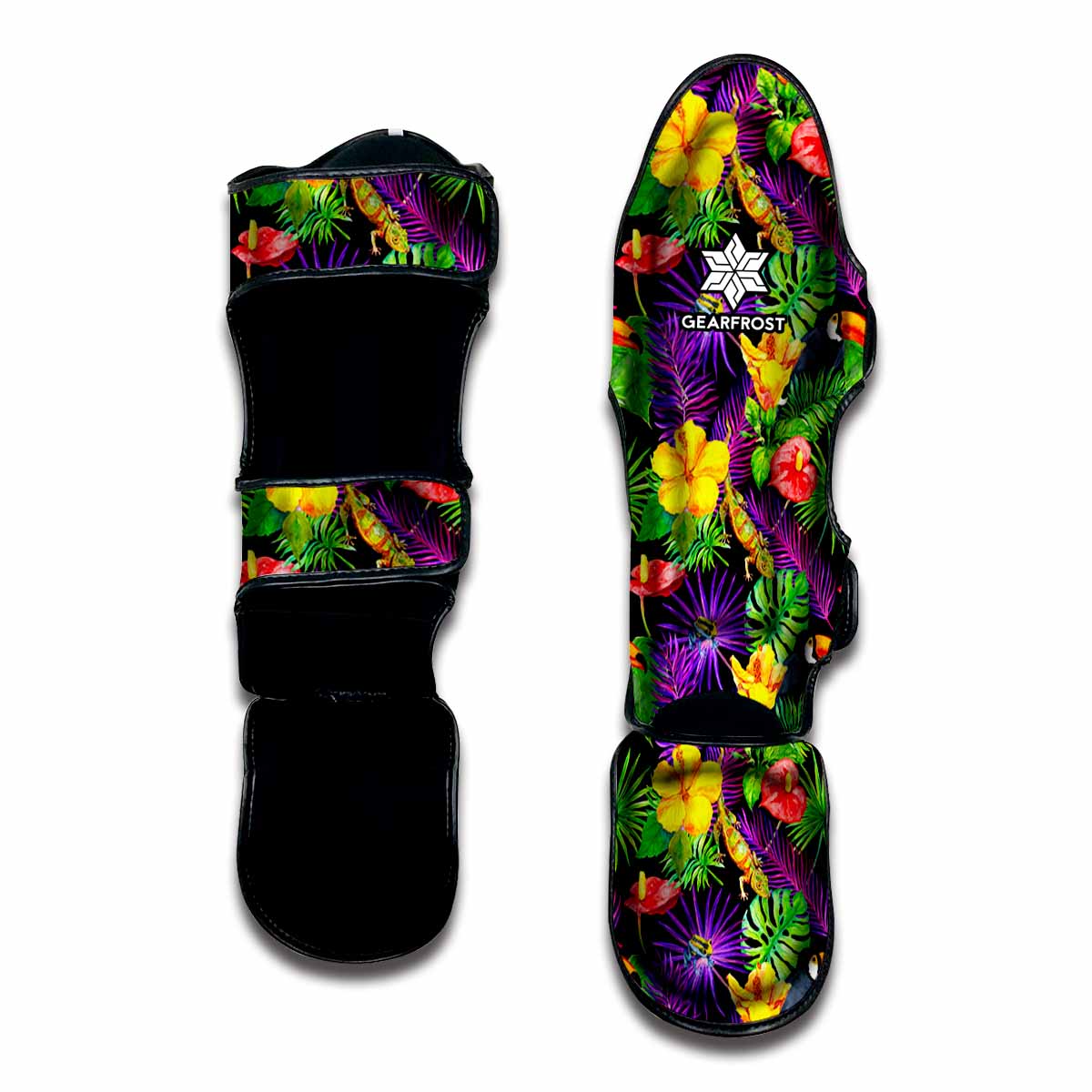 Dark Hawaiian Tropical Pattern Print Muay Thai Shin Guard