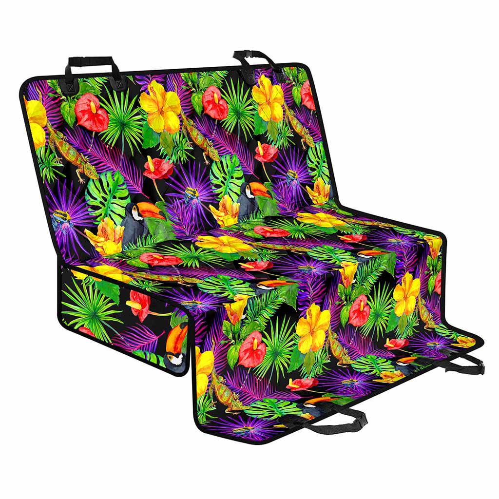 Dark Hawaiian Tropical Pattern Print Pet Car Back Seat Cover