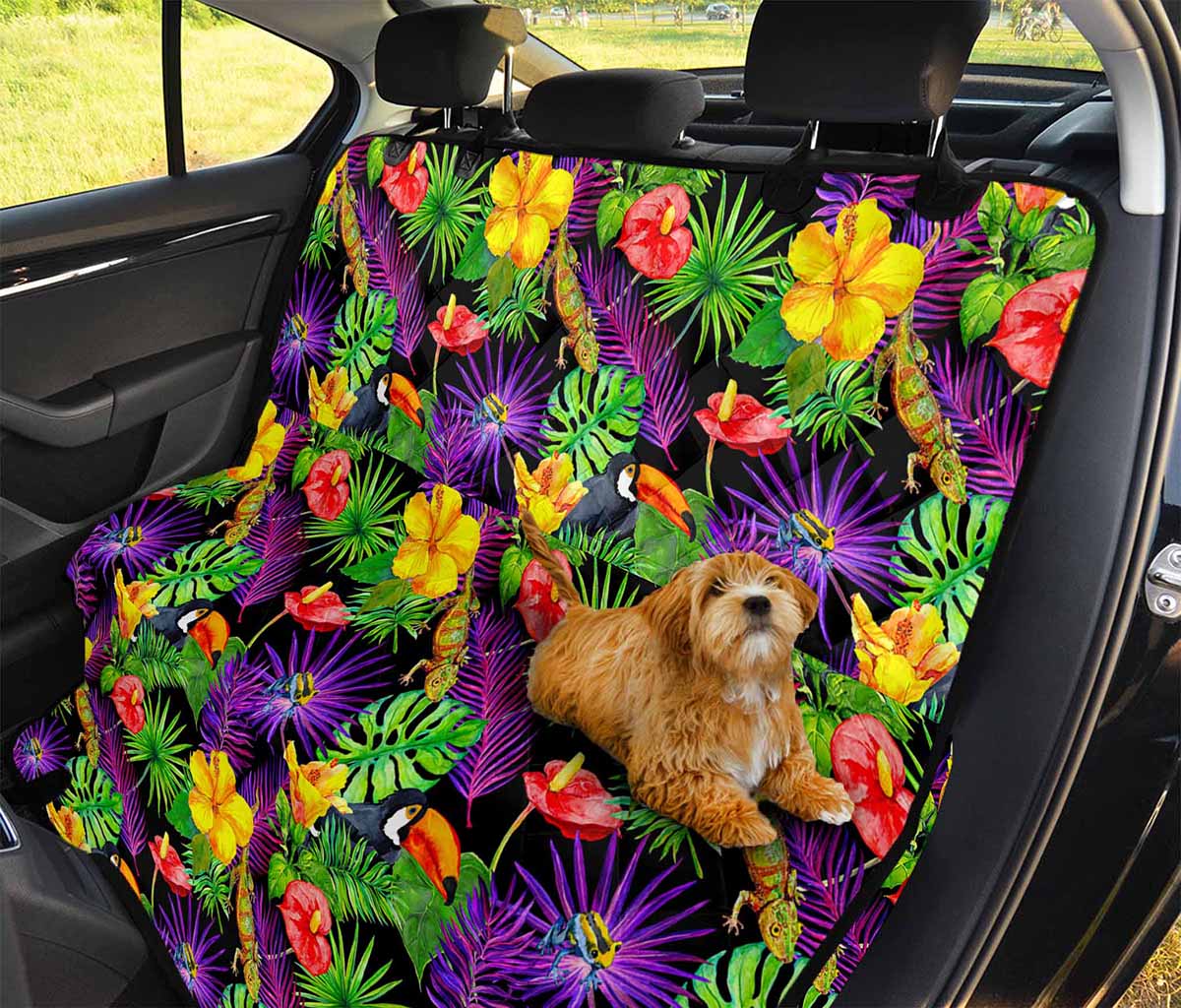 Dark Hawaiian Tropical Pattern Print Pet Car Back Seat Cover