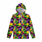 Dark Hawaiian Tropical Pattern Print Pullover Hoodie