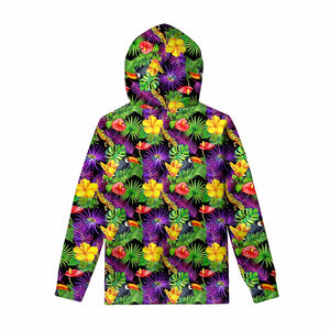 Dark Hawaiian Tropical Pattern Print Pullover Hoodie