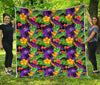 Dark Hawaiian Tropical Pattern Print Quilt