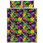 Dark Hawaiian Tropical Pattern Print Quilt Bed Set