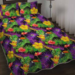 Dark Hawaiian Tropical Pattern Print Quilt Bed Set