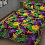 Dark Hawaiian Tropical Pattern Print Quilt Bed Set