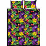 Dark Hawaiian Tropical Pattern Print Quilt Bed Set