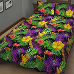 Dark Hawaiian Tropical Pattern Print Quilt Bed Set