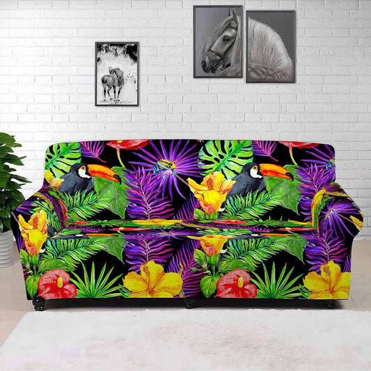 Dark Hawaiian Tropical Pattern Print Sofa Cover