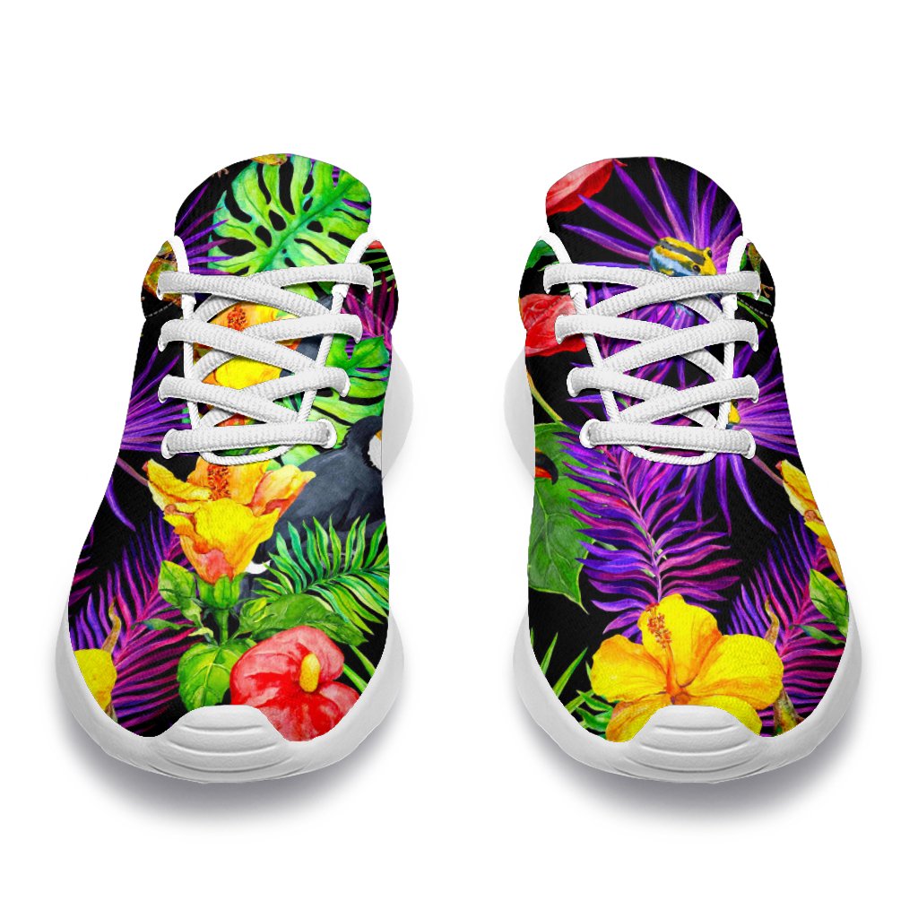 Dark Hawaiian Tropical Pattern Print Sport Shoes GearFrost