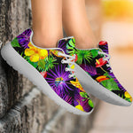 Dark Hawaiian Tropical Pattern Print Sport Shoes GearFrost