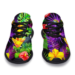 Dark Hawaiian Tropical Pattern Print Sport Shoes GearFrost