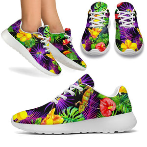 Dark Hawaiian Tropical Pattern Print Sport Shoes GearFrost