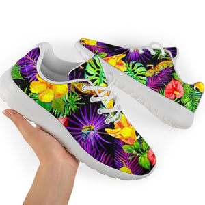 Dark Hawaiian Tropical Pattern Print Sport Shoes GearFrost