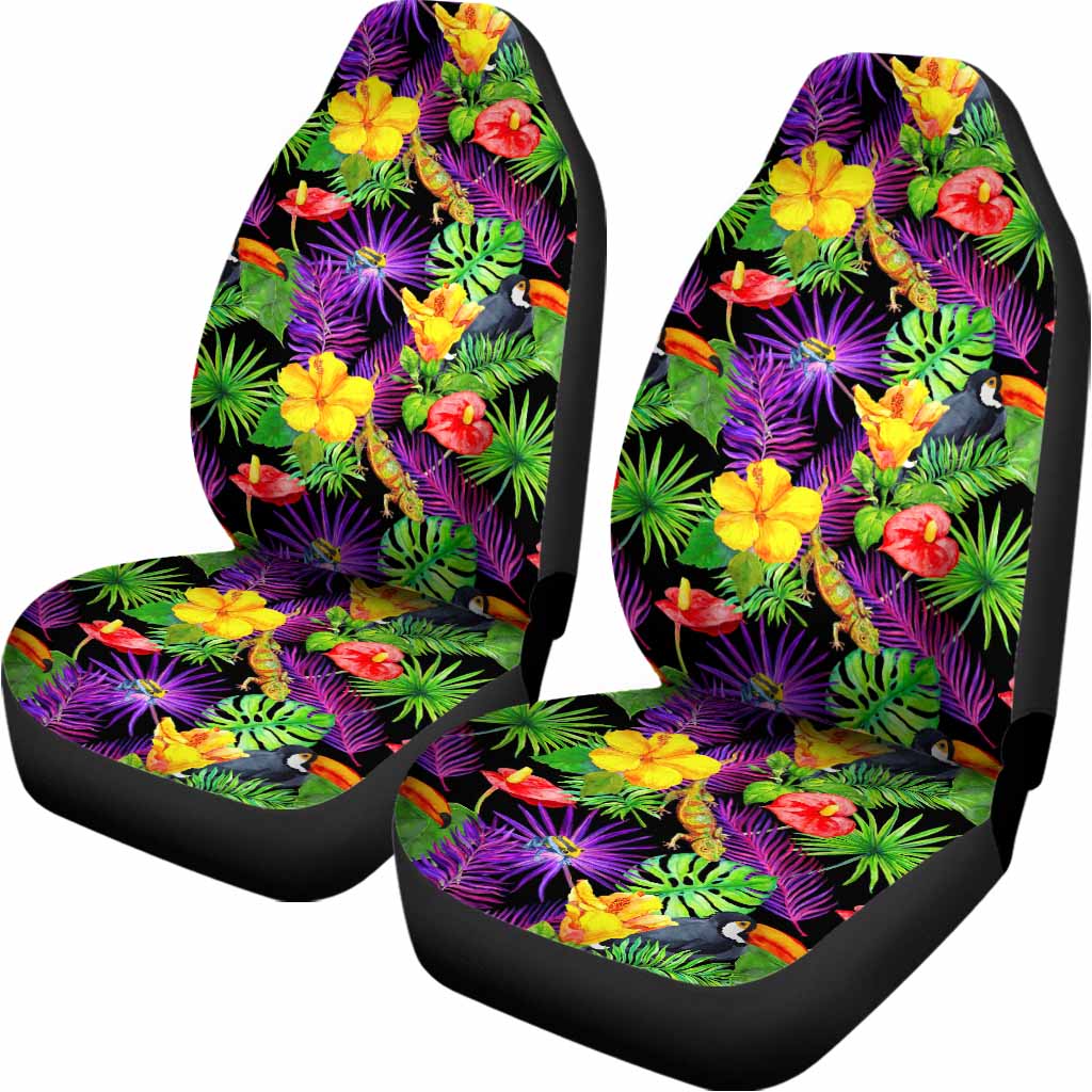 Dark Hawaiian Tropical Pattern Print Universal Fit Car Seat Covers