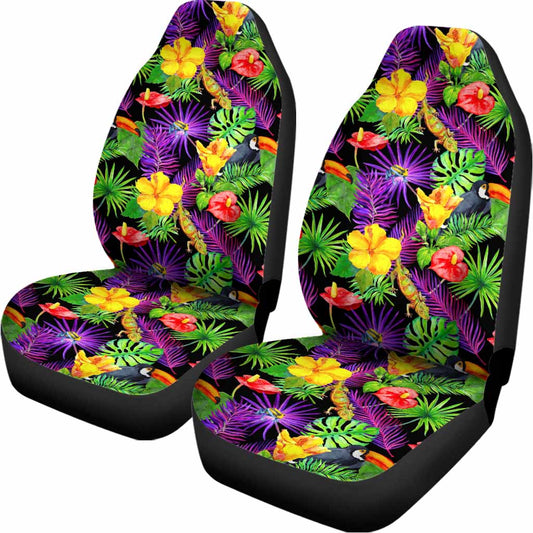 Dark Hawaiian Tropical Pattern Print Universal Fit Car Seat Covers