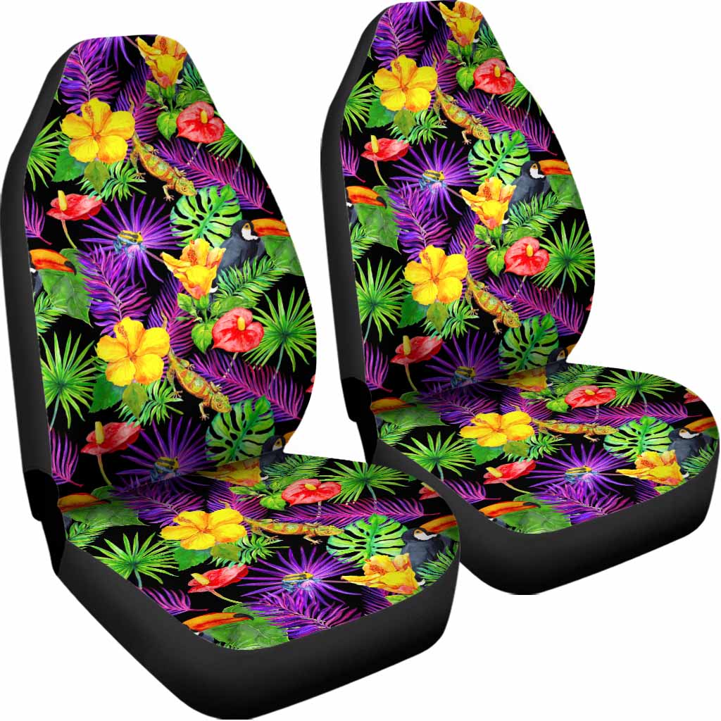 Dark Hawaiian Tropical Pattern Print Universal Fit Car Seat Covers