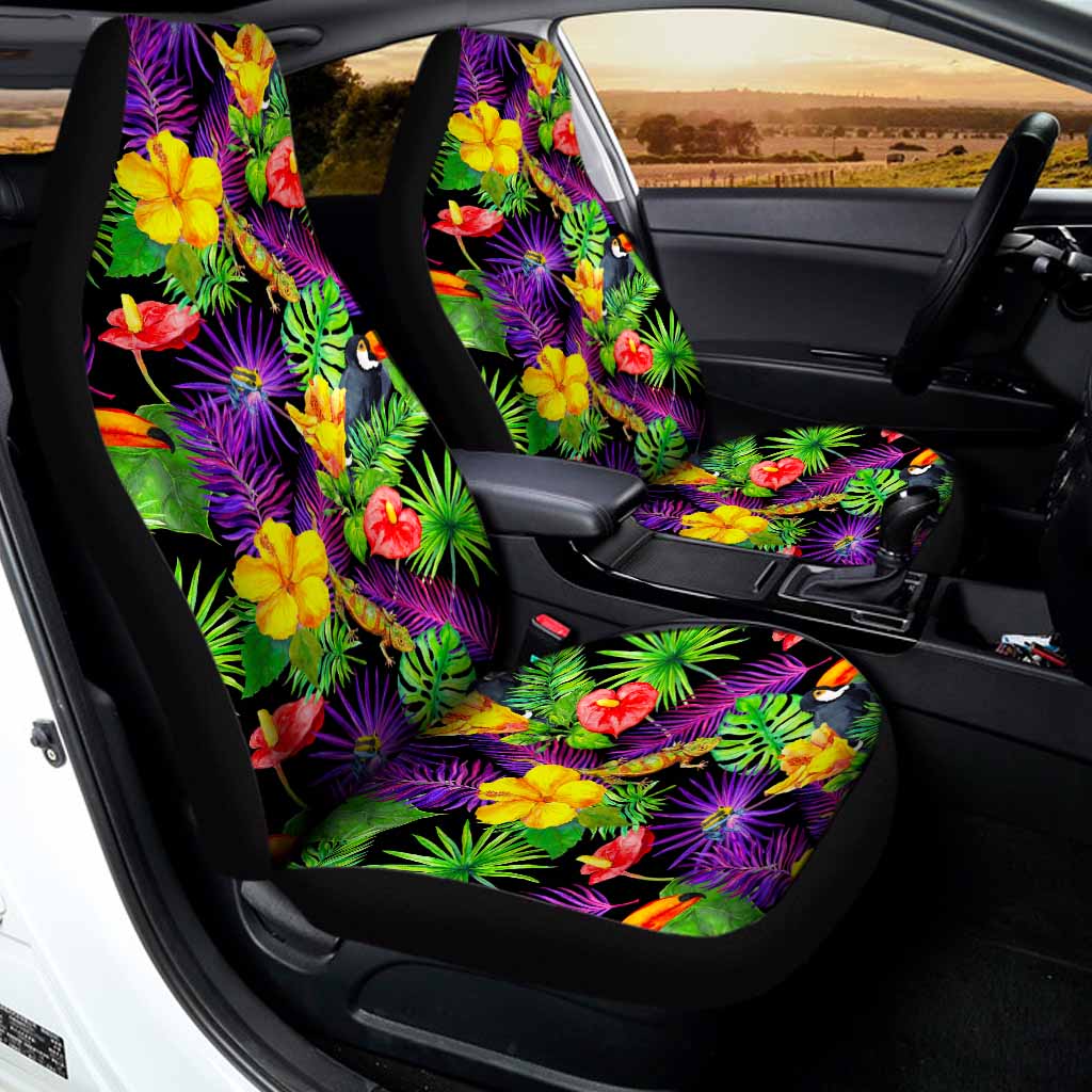 Dark Hawaiian Tropical Pattern Print Universal Fit Car Seat Covers