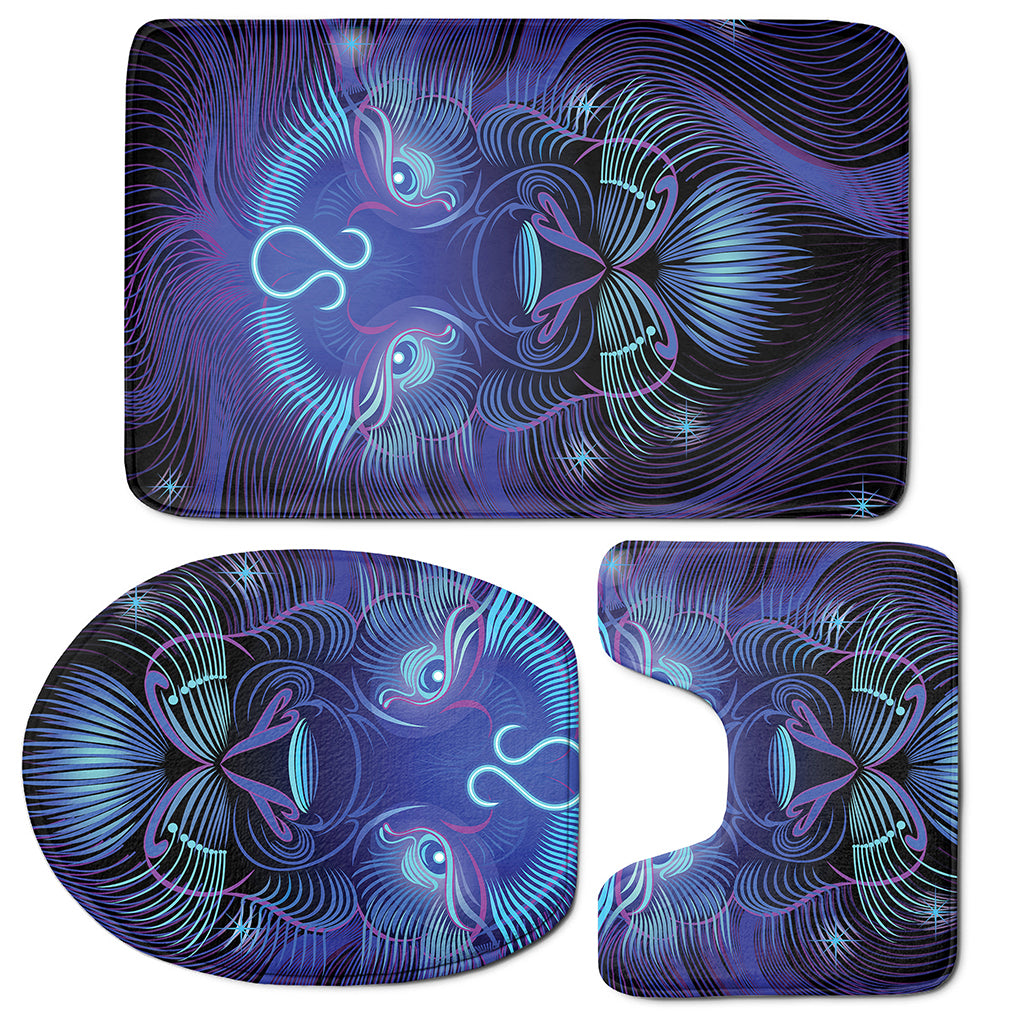 Dark Leo Zodiac Sign Print 3 Piece Bath Mat Set