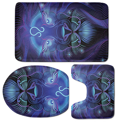 Dark Leo Zodiac Sign Print 3 Piece Bath Mat Set
