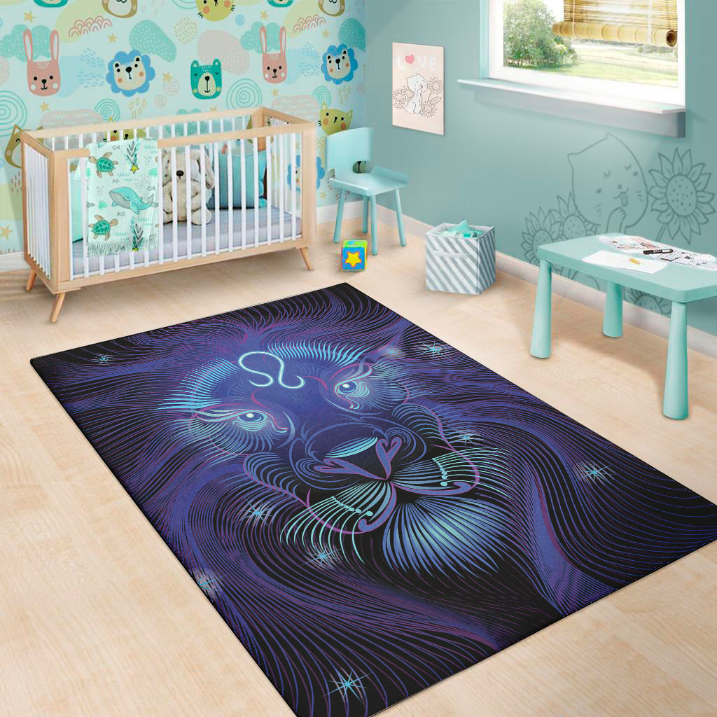 Dark Leo Zodiac Sign Print Area Rug