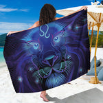 Dark Leo Zodiac Sign Print Beach Sarong Wrap