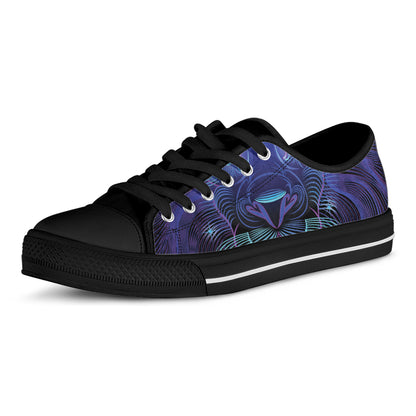 Dark Leo Zodiac Sign Print Black Low Top Shoes 