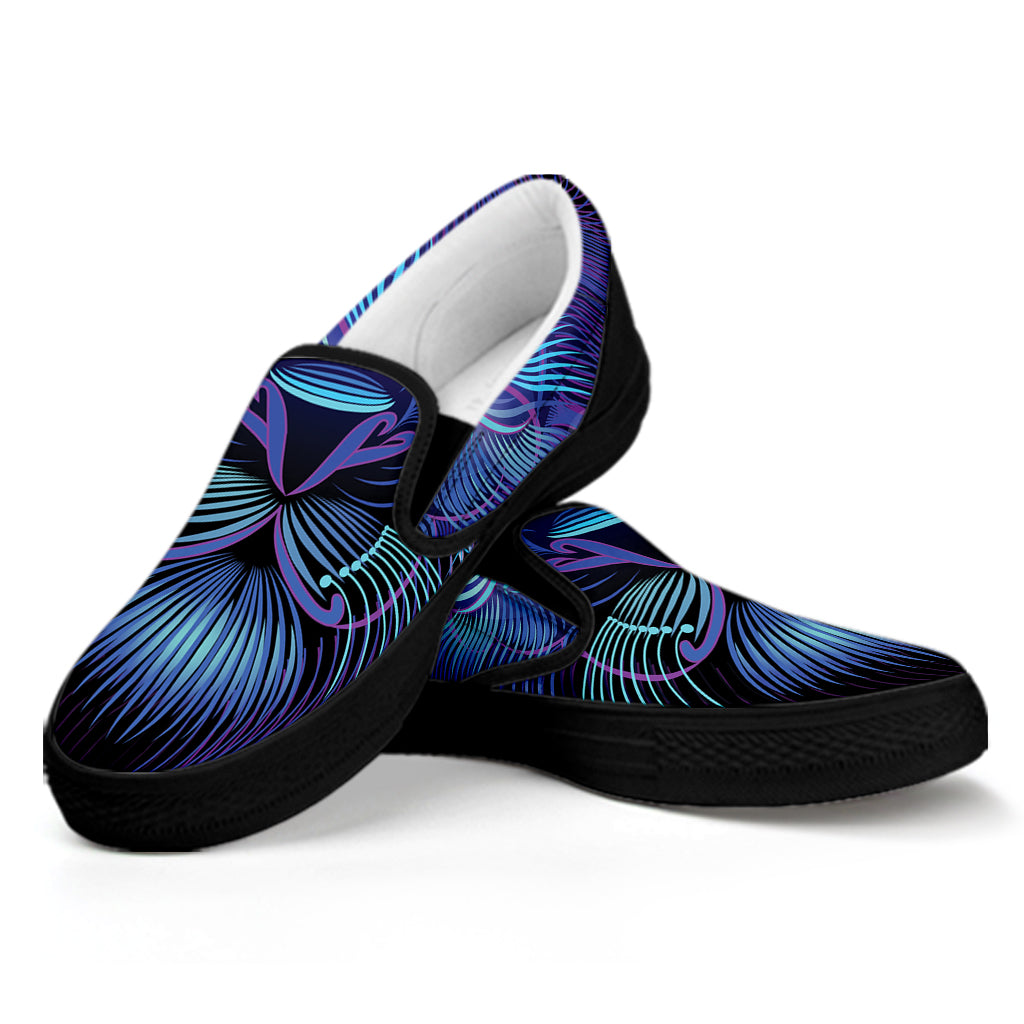 Dark Leo Zodiac Sign Print Black Slip On Shoes