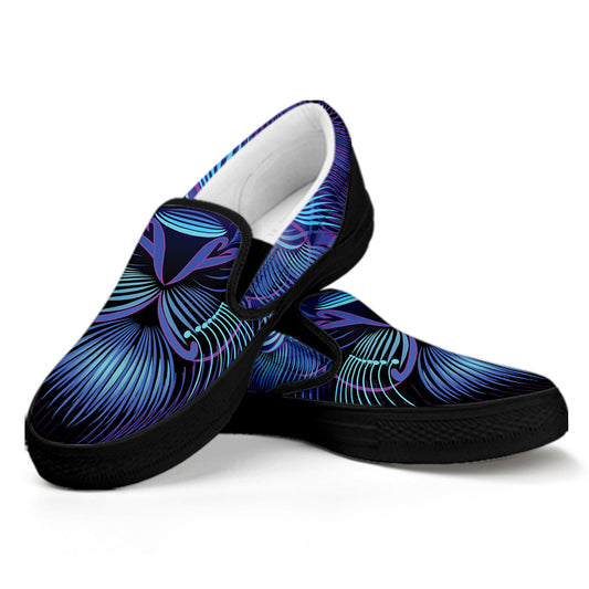 Dark Leo Zodiac Sign Print Black Slip On Shoes