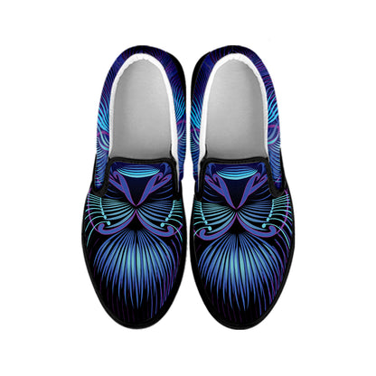 Dark Leo Zodiac Sign Print Black Slip On Shoes