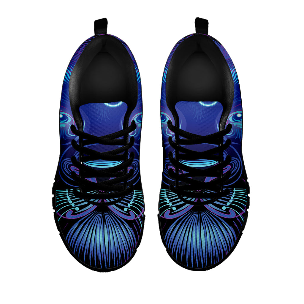 Dark Leo Zodiac Sign Print Black Sneakers